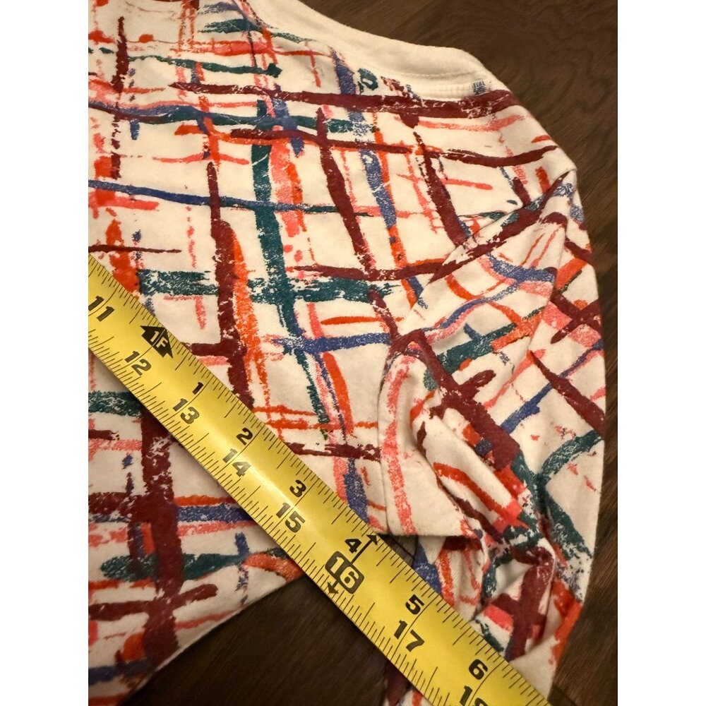 Y2K 2000's Mudd Colorful Splatter Print Long-Sleeve Abstract Pattern Medium Top - Picture 5 of 11